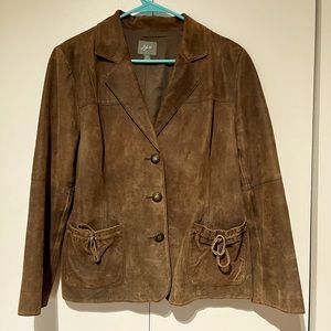 J.Jill bow pocket leather suede jacket, size medium - super soft! 🤎